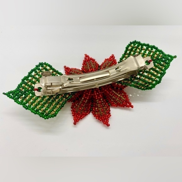 Handmade Artisan by Huicholes Mexican Beaded Flower Hair Barrett - Picture 2 of 2